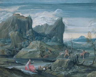 Paysage avec baigneurs